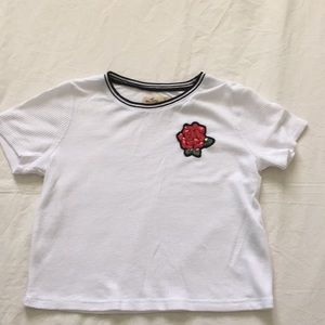 Hollister small waffle tee with sequin rose
